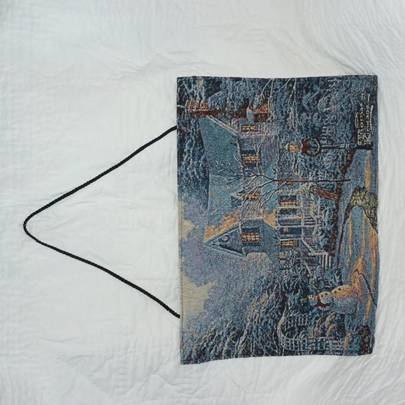 Thomas Kinkade Light Up Tapestry Wall Decor Night Before Christmas Snowman Home - Picture 3 of 9